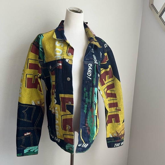 Levi's Trucker Jacket 150th Anniversary Banner PrintPockets Mens L Denim NEW